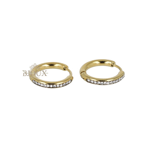 Orecchini cerchietto 18mm gold con strass