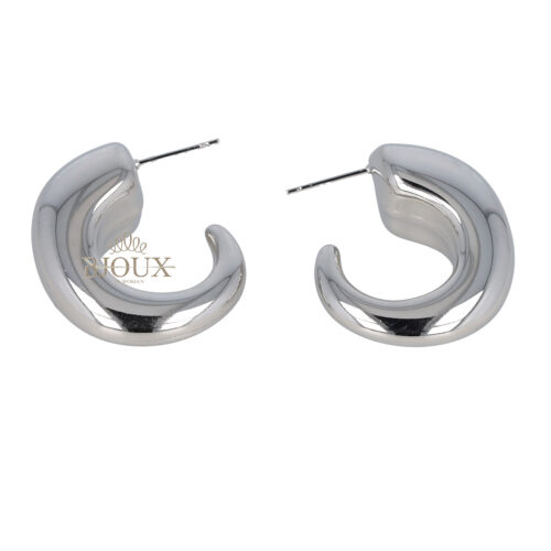 Orecchini acciaio rodiato con perno bombato