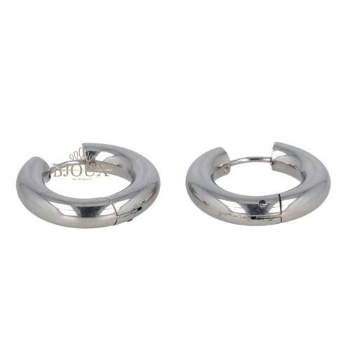 Orecchini cerchio bombato diam. 14mm color rodio