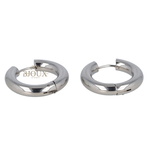 Orecchini cerchio bombato diam. 16mm color rodio