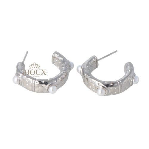 Orecchini in acciaio rodio con perle