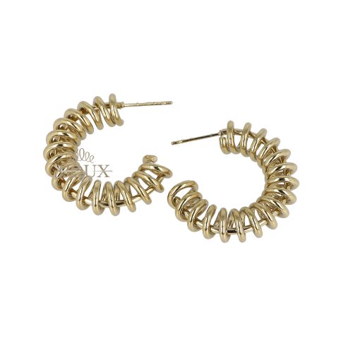 Orecchini cerchio in acciaio dorato a spirale