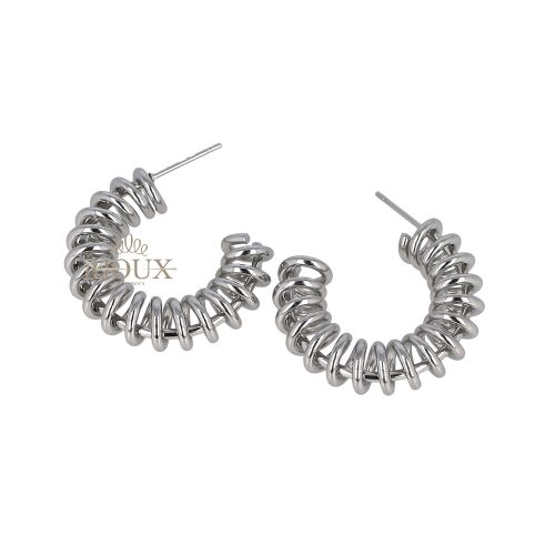 Orecchini cerchio in acciaio rodiato a spirale