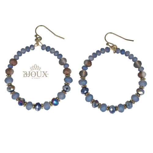 Orecchini pendente cerchio con pietre vetro