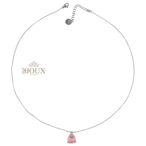 Collana in acciaio rodiato con campanella