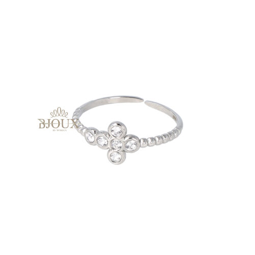 Anello crocetta strass color rodio