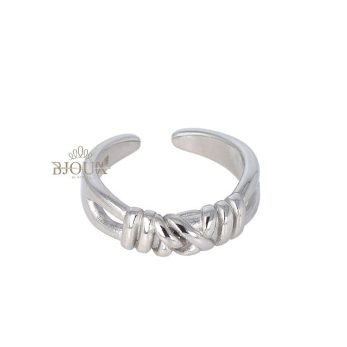 Anello fascia intreccio rodiata