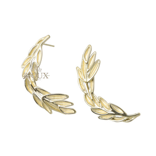 Orecchini con foglie dipinte in gold