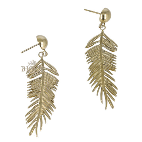 Orecchini piume acciaio dorato