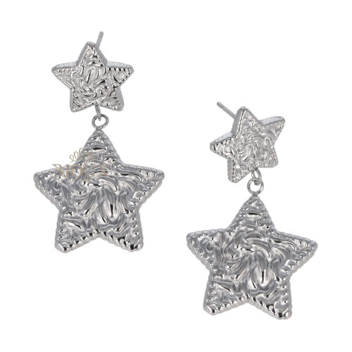 Orecchini due stelle acciaio rodiato