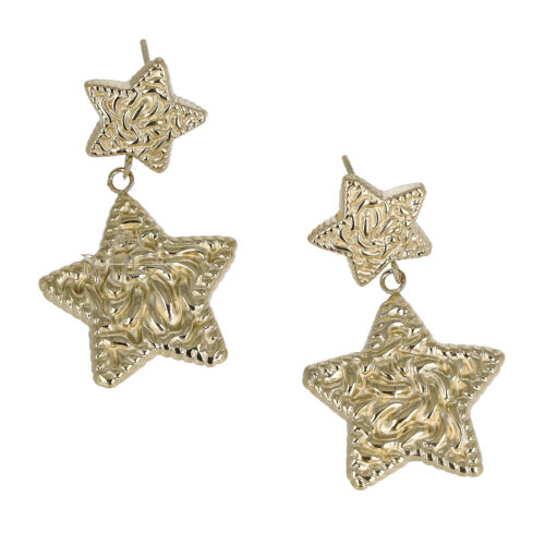 Orecchini due stelle acciaio dorato