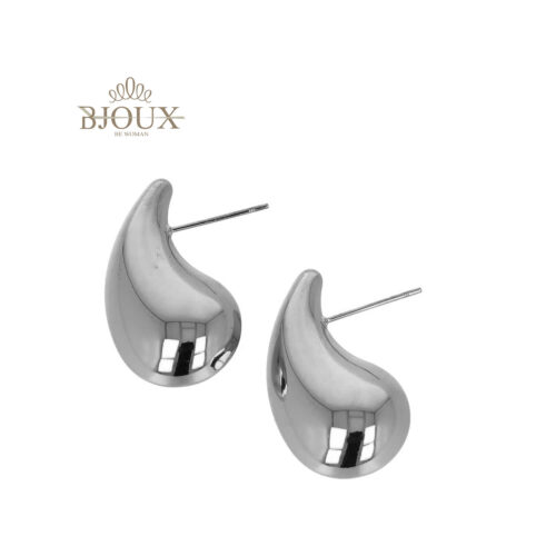 Orecchini in acciaio con goccia rodio da 26 mm