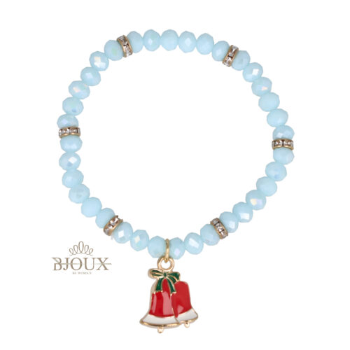 Bracciale corallini azzurri con pendente Natale