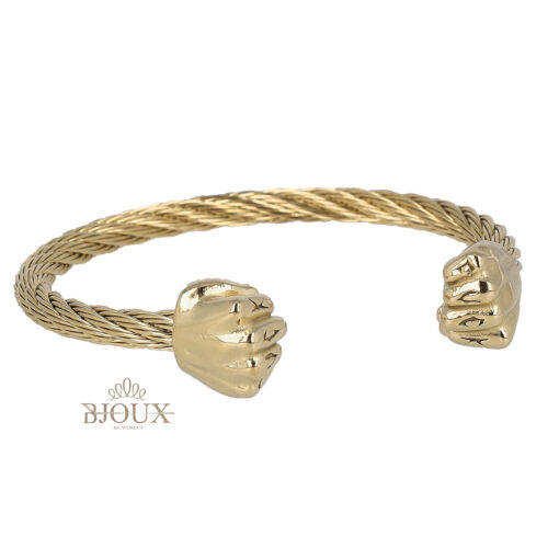 Bracciale in acciaio rigato con mani gold