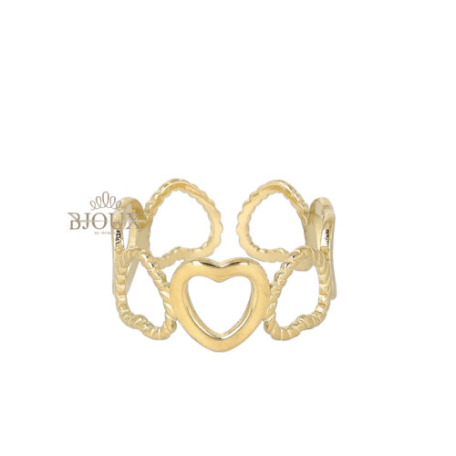 Anello fascia di cuoricini 0,8 cm color oro