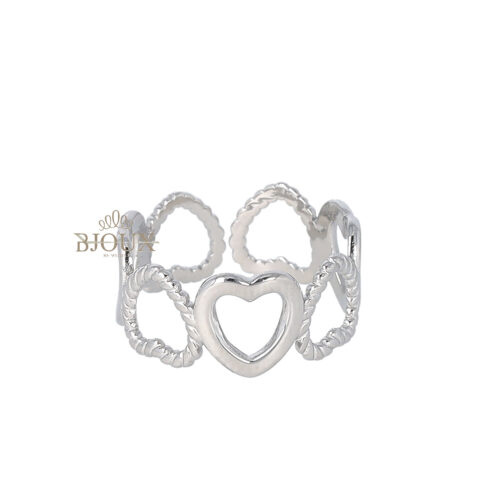 Anello fascia di cuoricini 0,8 cm color rodio