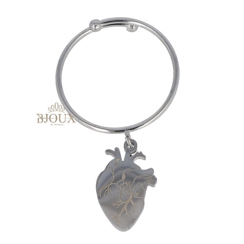 Anello fedina con cuore anatomico rodio