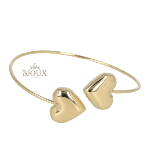 Bracciale gold con due cuori bombati da 1,5 cm