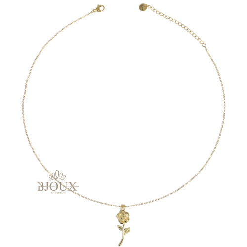 Collana in acciaio con rosa pendente