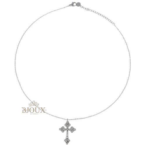 Collana acciaio rodiato con croce stilizzata