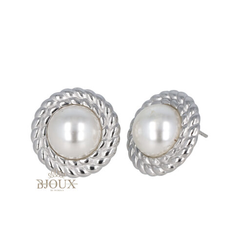 Orecchini acciaio tondo 2 cm con perla