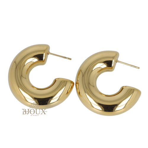 Orecchini acciaio mezzo cerchio 30 mm bombato gold