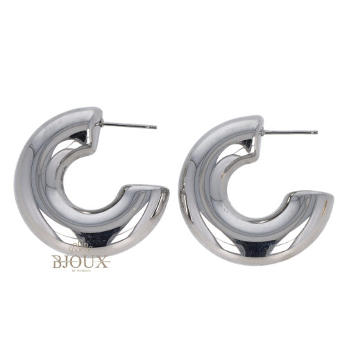 Orecchini acciaio mezzo cerchio 30 mm bombato