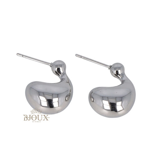 Orecchini in acciaio con goccia color rodio