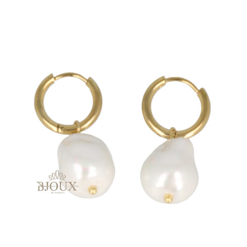 Orecchini cerchietto 10 mm gold con perla
