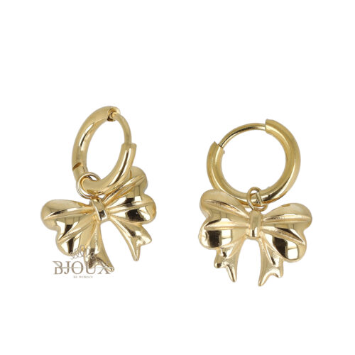 Orecchini cerchio gold con fiocco pendente