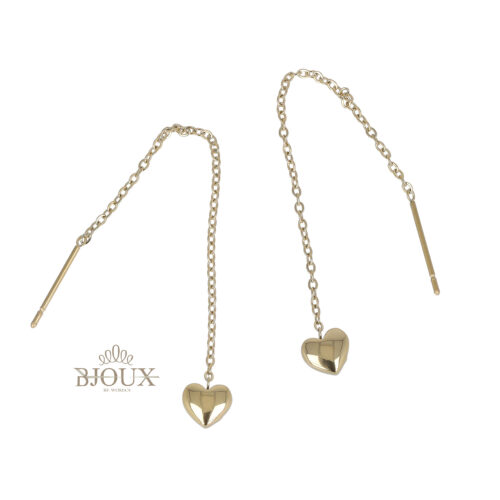 Orecchini saliscendi cuoricino dorato