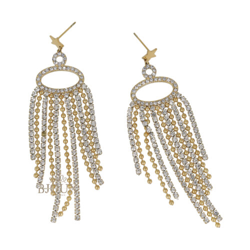 Orecchini perno stella gold con strass e fili