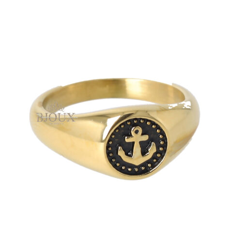 Anello uomo gold con ancora black