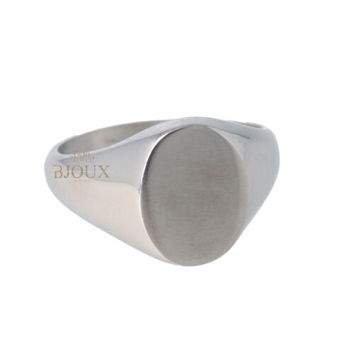 Anello uomo acciaio rodio scudo ovale