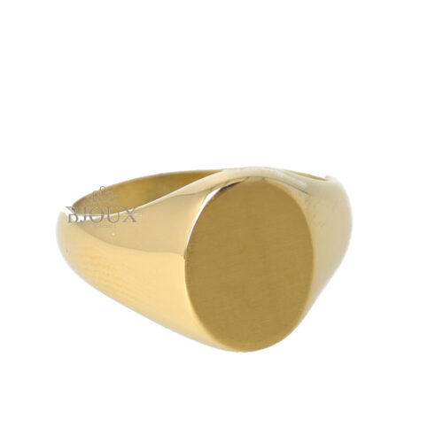 Anello uomo acciaio gold scudo ovale