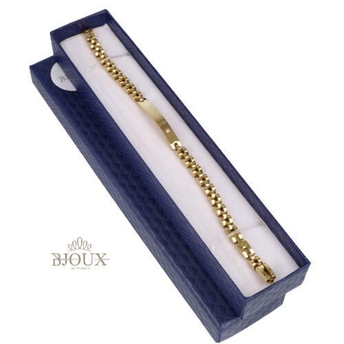 Bracciale cinturino acciaio con targa gold e punto luce