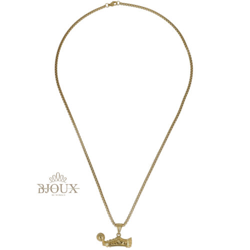 Collana uomo in acciaio gold con scarpetta e pallone