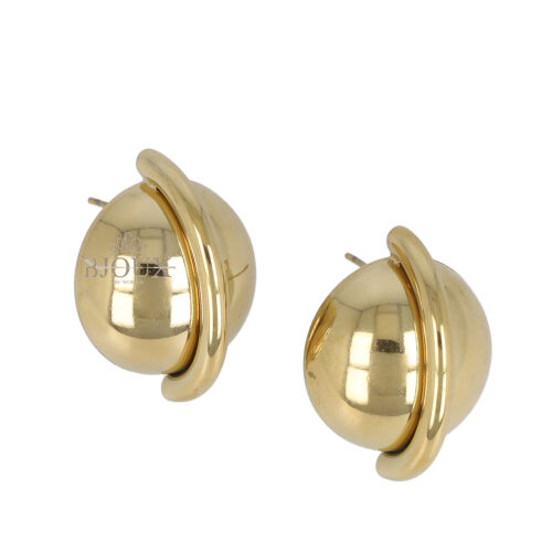 Orecchini bottone bombato color oro