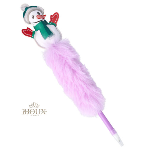 Penna ponpon lilla con soggetto natalizio