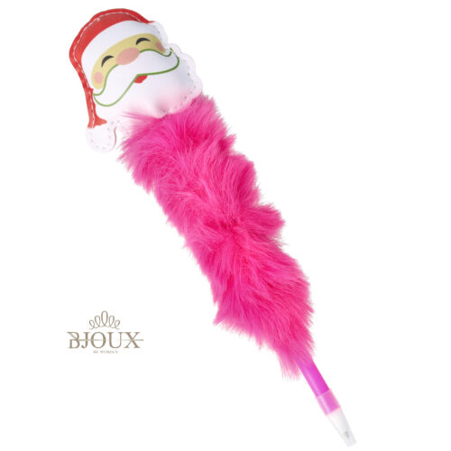 Penna ponpon fuxia con soggetto natalizio
