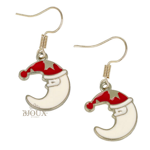 Orecchini monachina gold con pendente luna natalizia