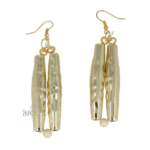 Orecchini due elementi pendenti in ottone