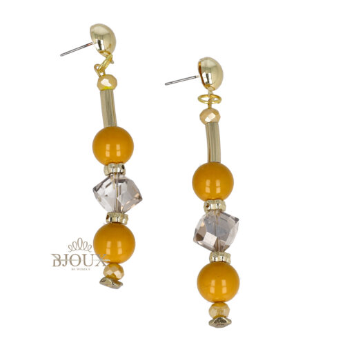 Orecchini perno gold con pietre senape in vetro
