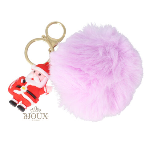 Portachiavi pon pon lilla con soggetto natalizio assortito