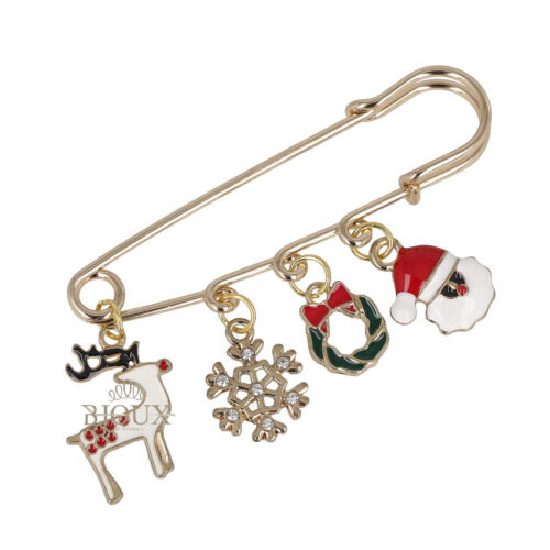 Spilla da balia con soggetti natalizi