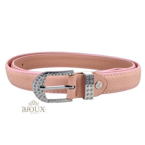 Cintura da donna in ecopelle rosa con fibbia strass