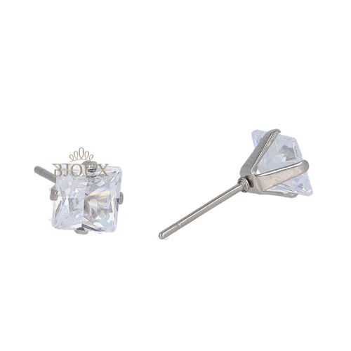 Orecchini punto luce quadrato 6 mm in acciaio