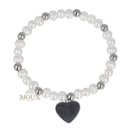 Bracciale elastico con perline con cuoricino