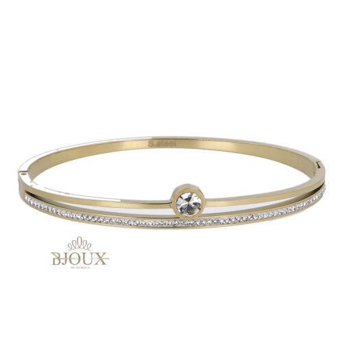 Bracciale rigido un filo strass e punto luce gold