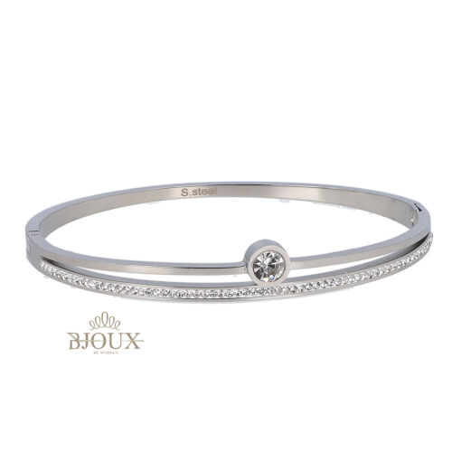 Bracciale rigido un filo strass e punto luce rodio